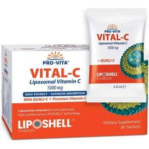 Liposomal Vitamin C 1000 mg x 30 Sachets, European Quality, Quali-C Vitamin C, Highest Bioavailability, Strong Collagen, Immune System Booster, Best Lypo Spheric Vitamin C to Support Anti Aging Skin